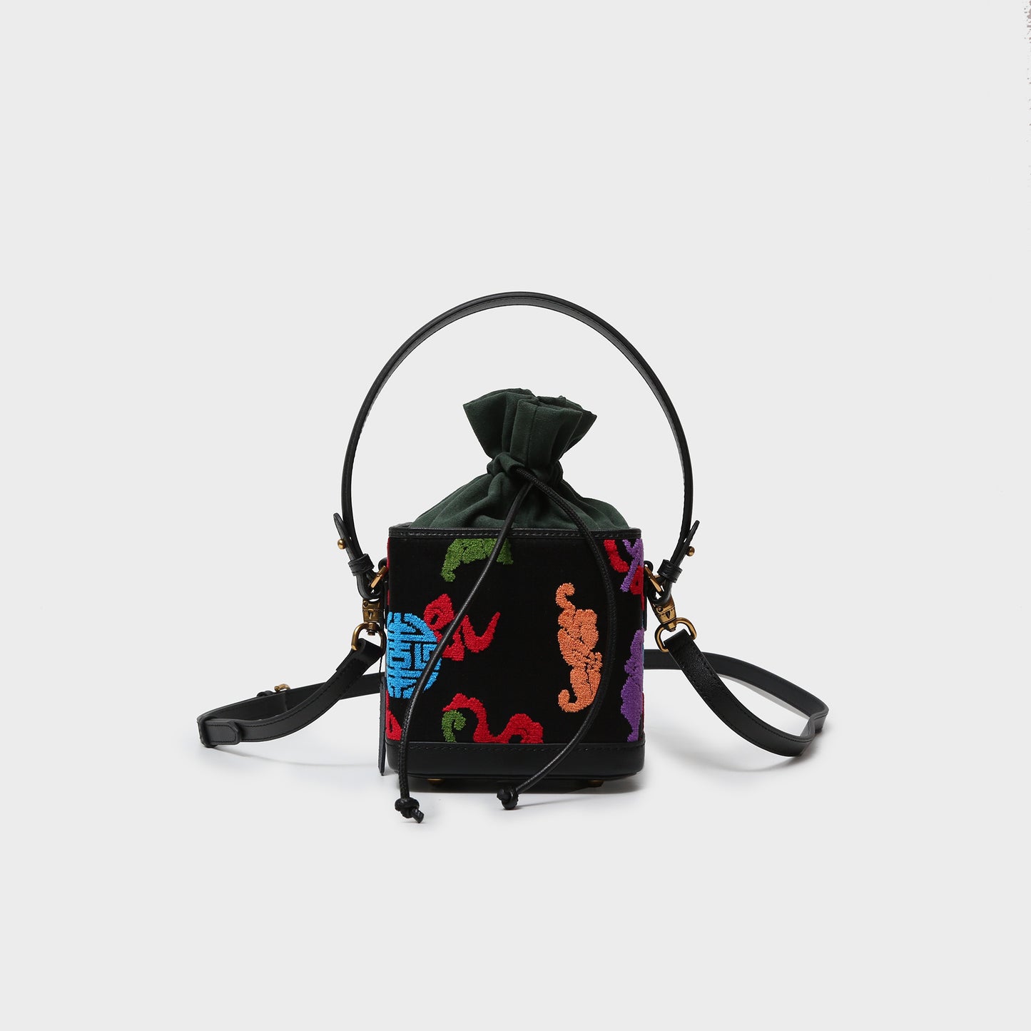 Artisanal Zhangrong Velvet Mini Bucket Bag