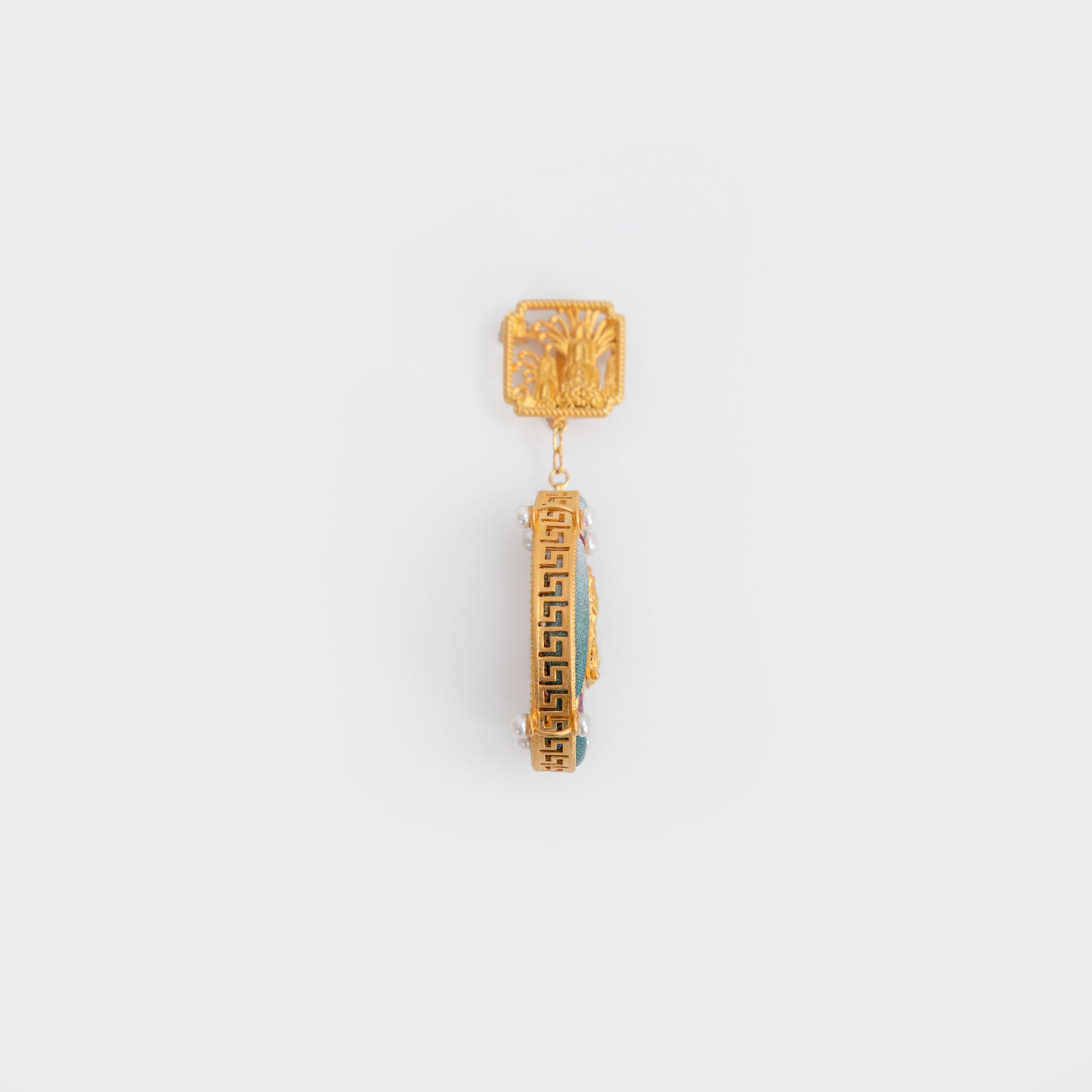 Oriental Brooch with Kesi Silk & Frog Button