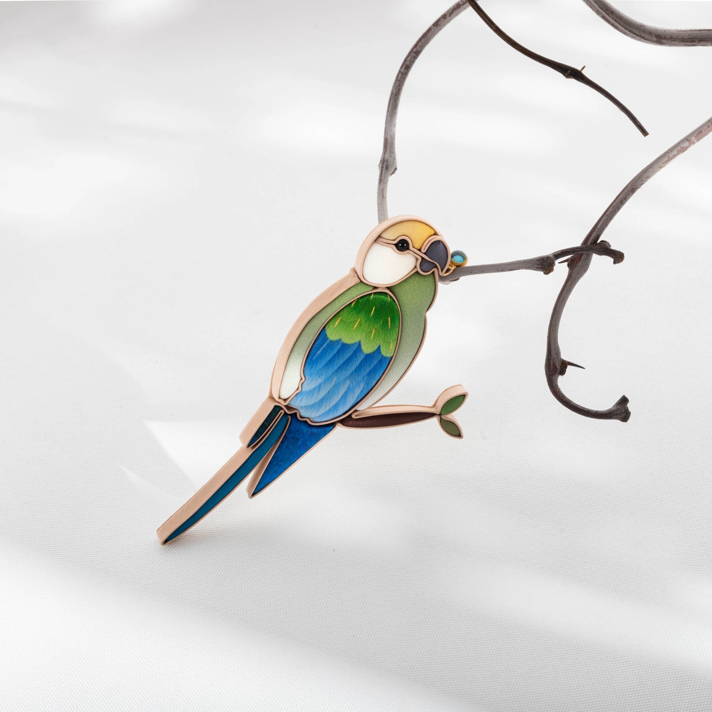 Handmade bird brooch