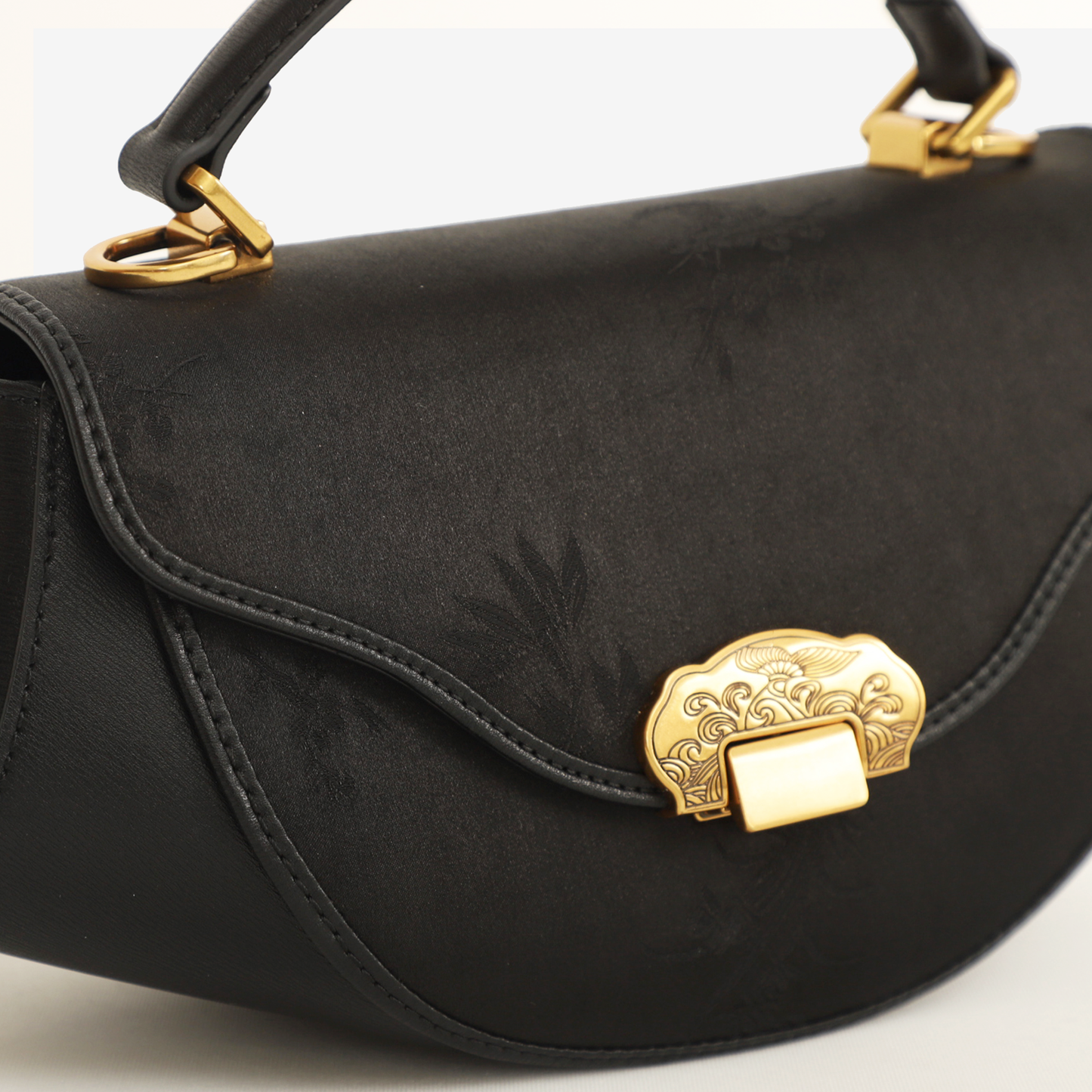 black silk handbag