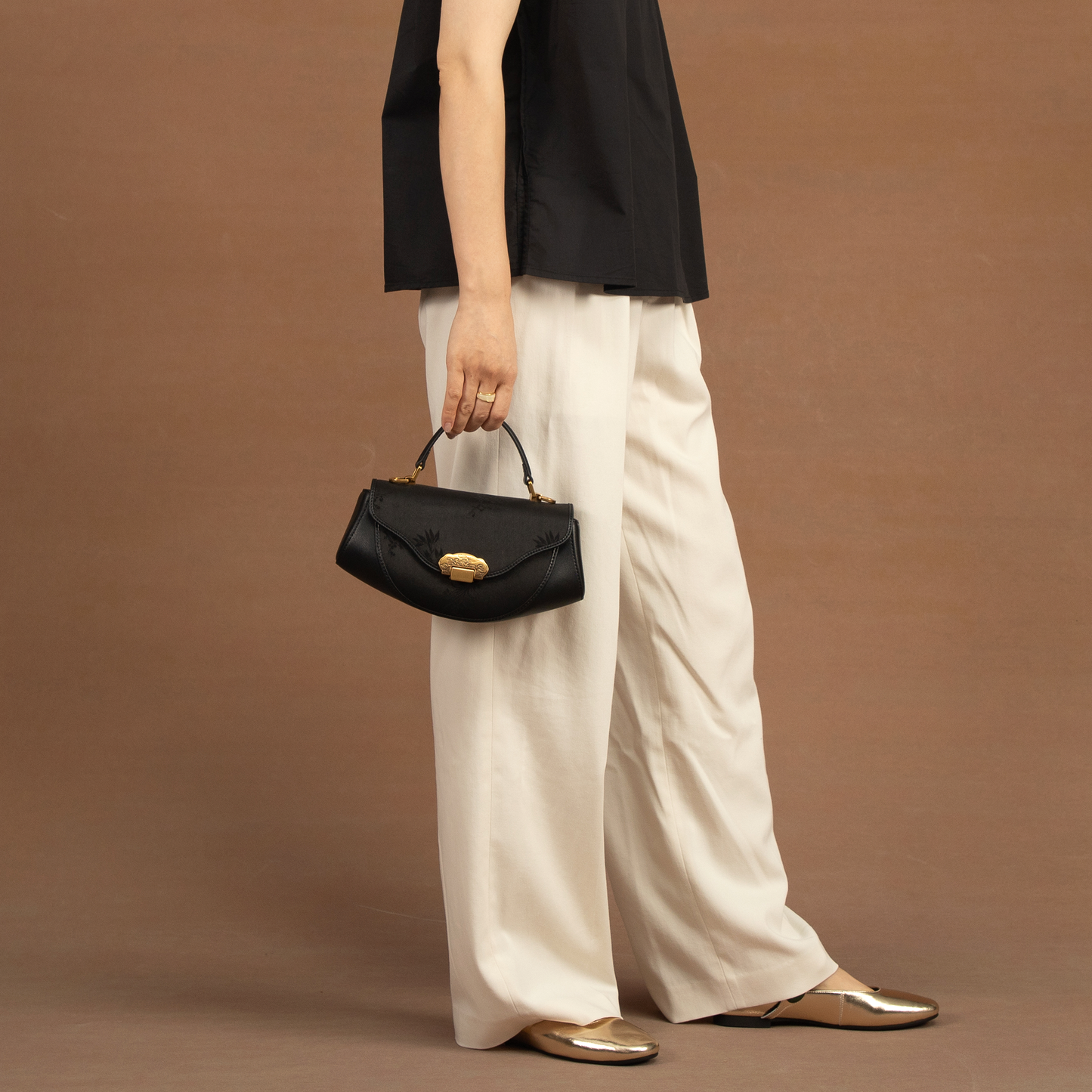 black silk handbag