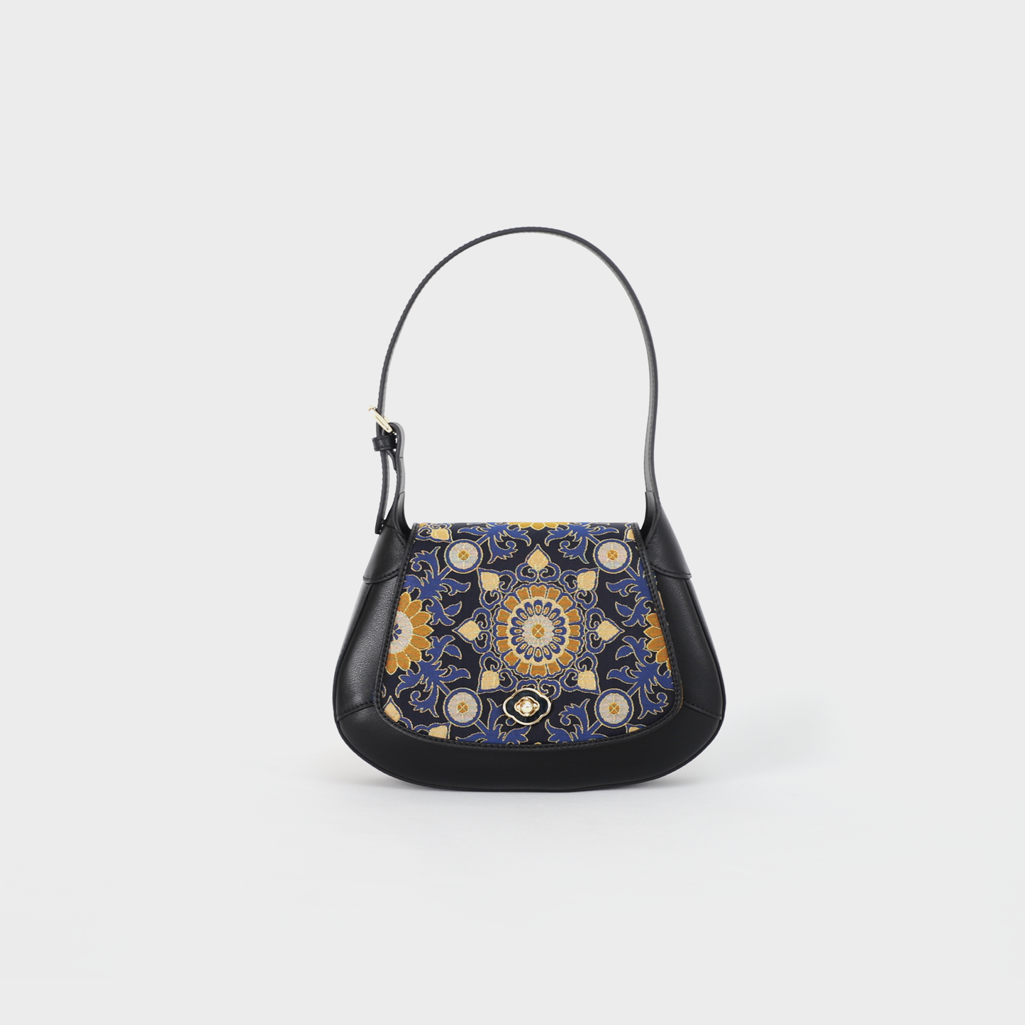 black floral handbag