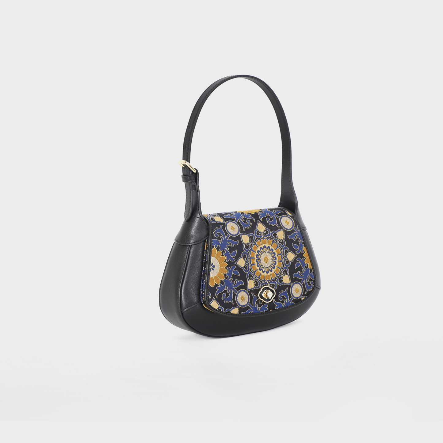 black floral handbag