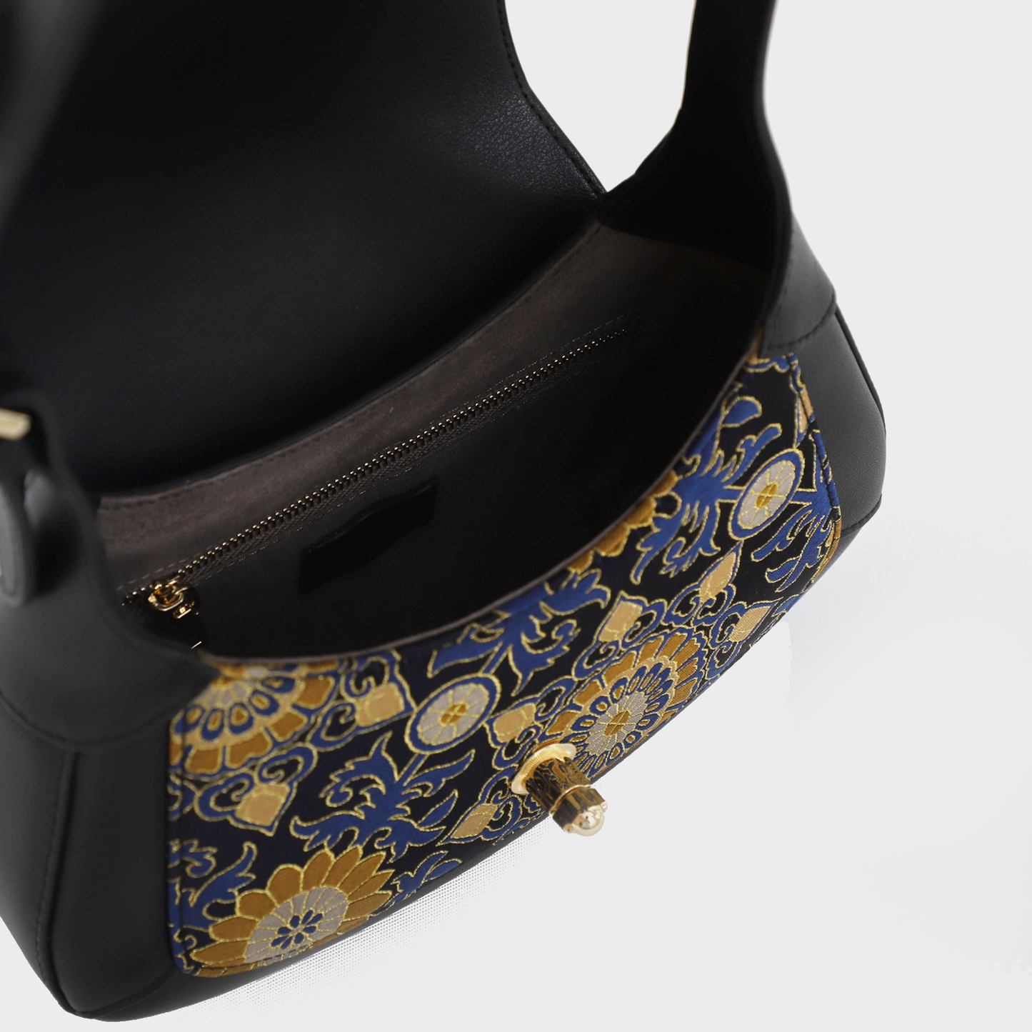 black floral handbag
