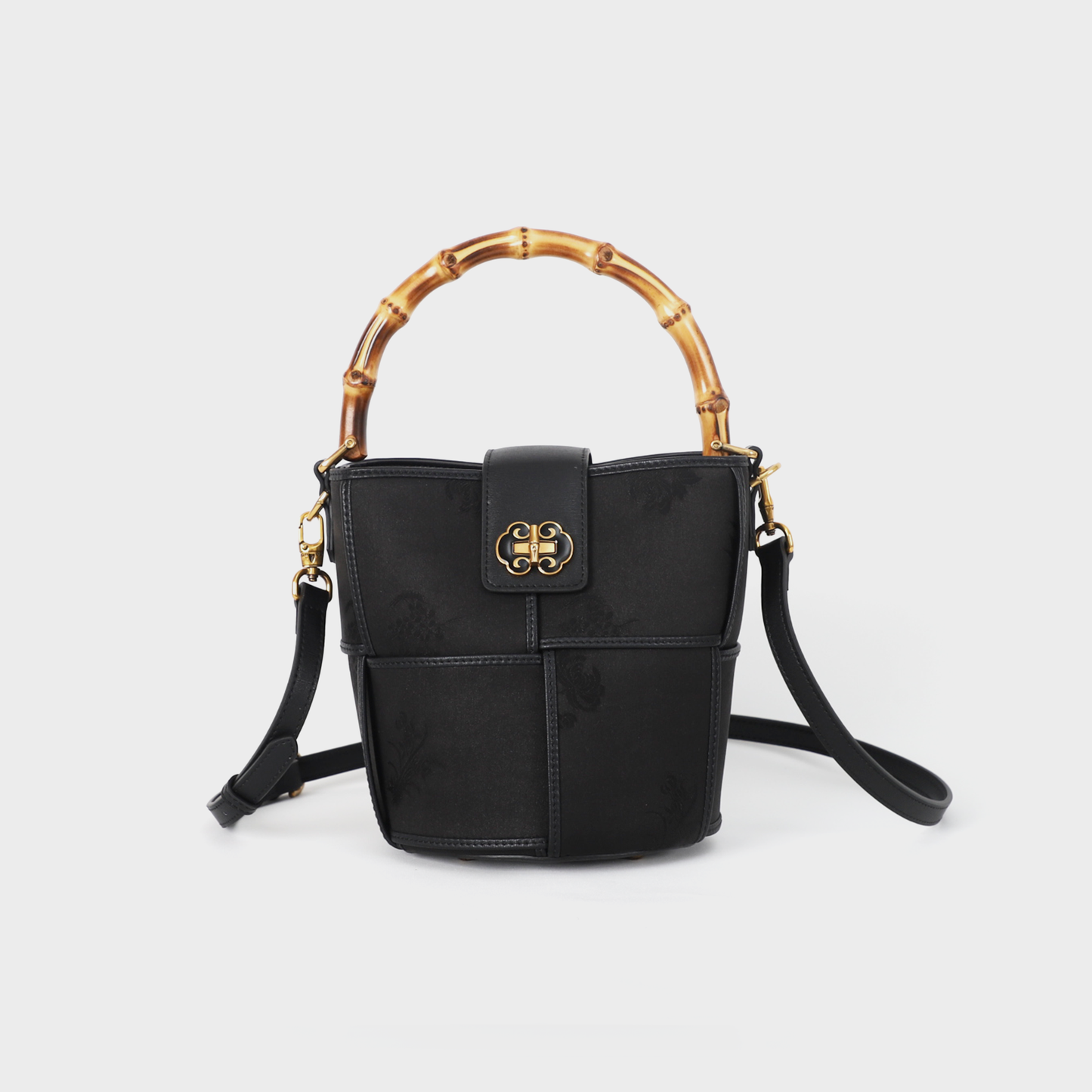 black bamboo handle bag