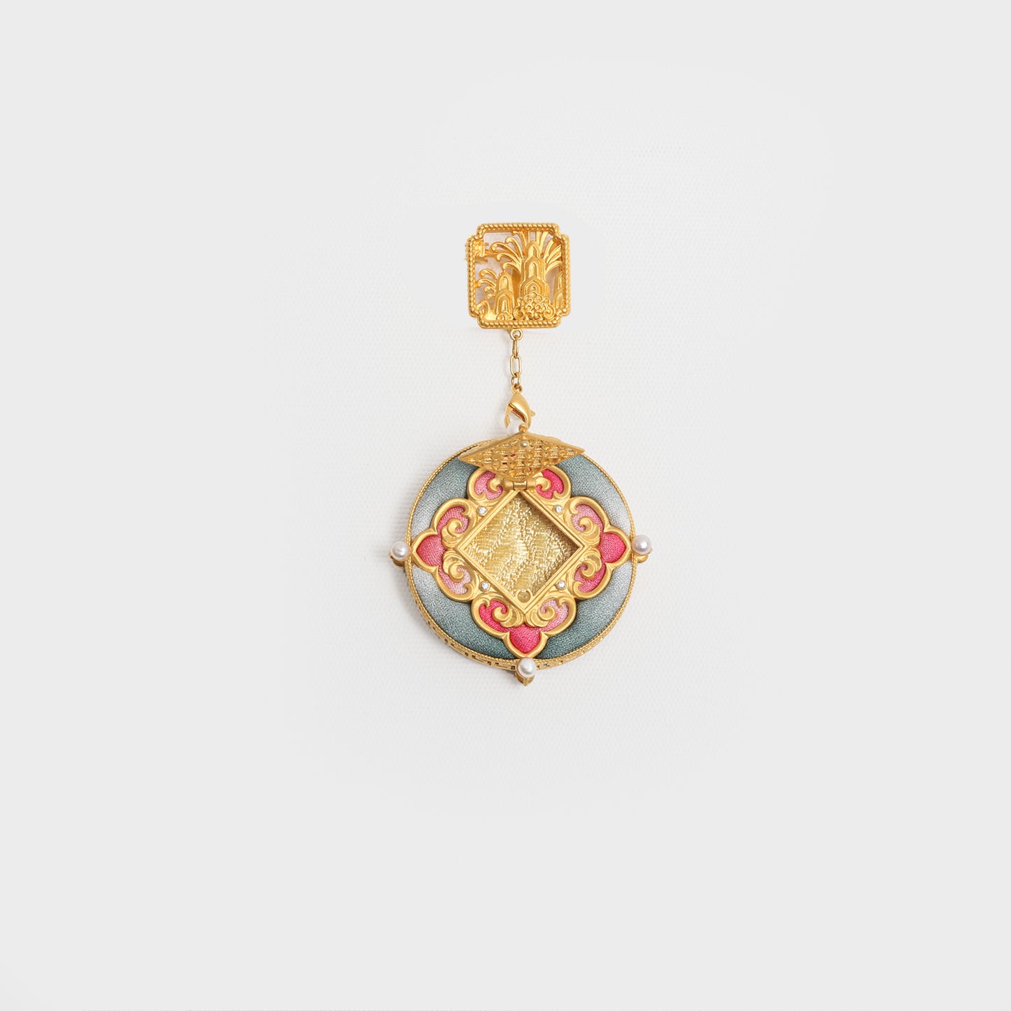Oriental Brooch with Kesi Silk & Frog Button