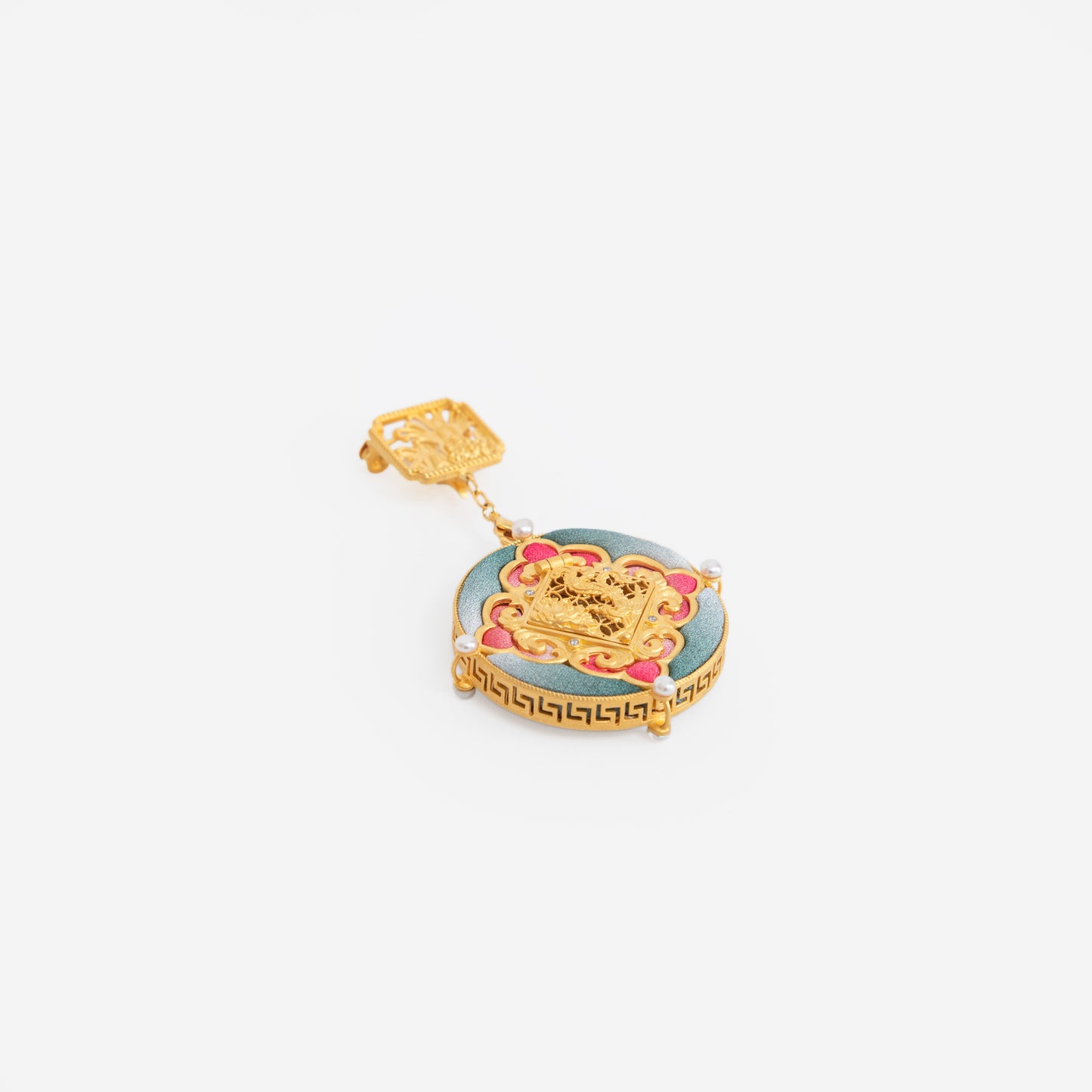 Oriental Brooch with Kesi Silk & Frog Button