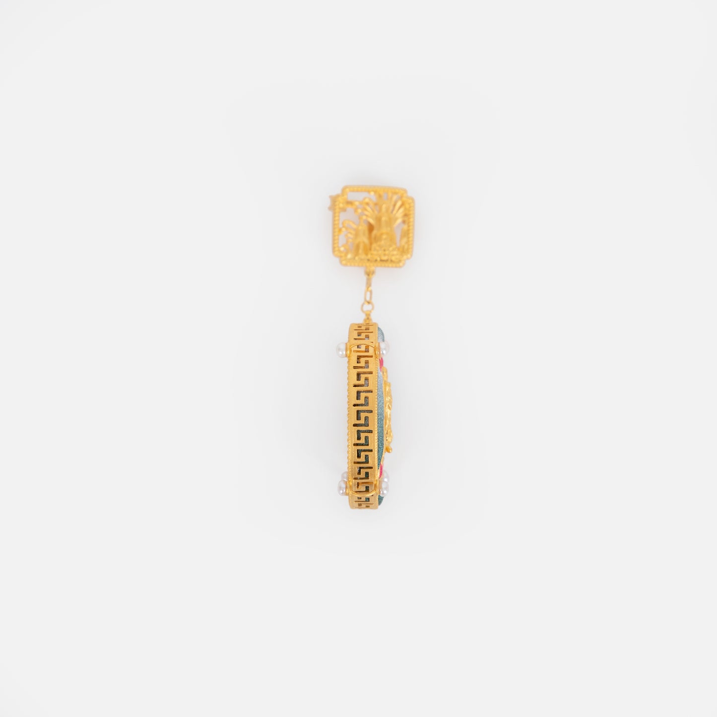 Oriental Brooch with Kesi Silk & Frog Button