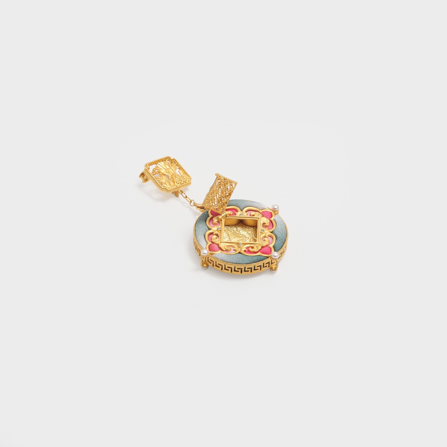 Oriental Brooch with Kesi Silk & Frog Button