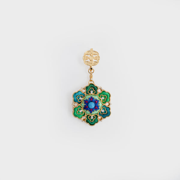 Silk Flower Brooch – Su Embroidery & Frog Button Pendant