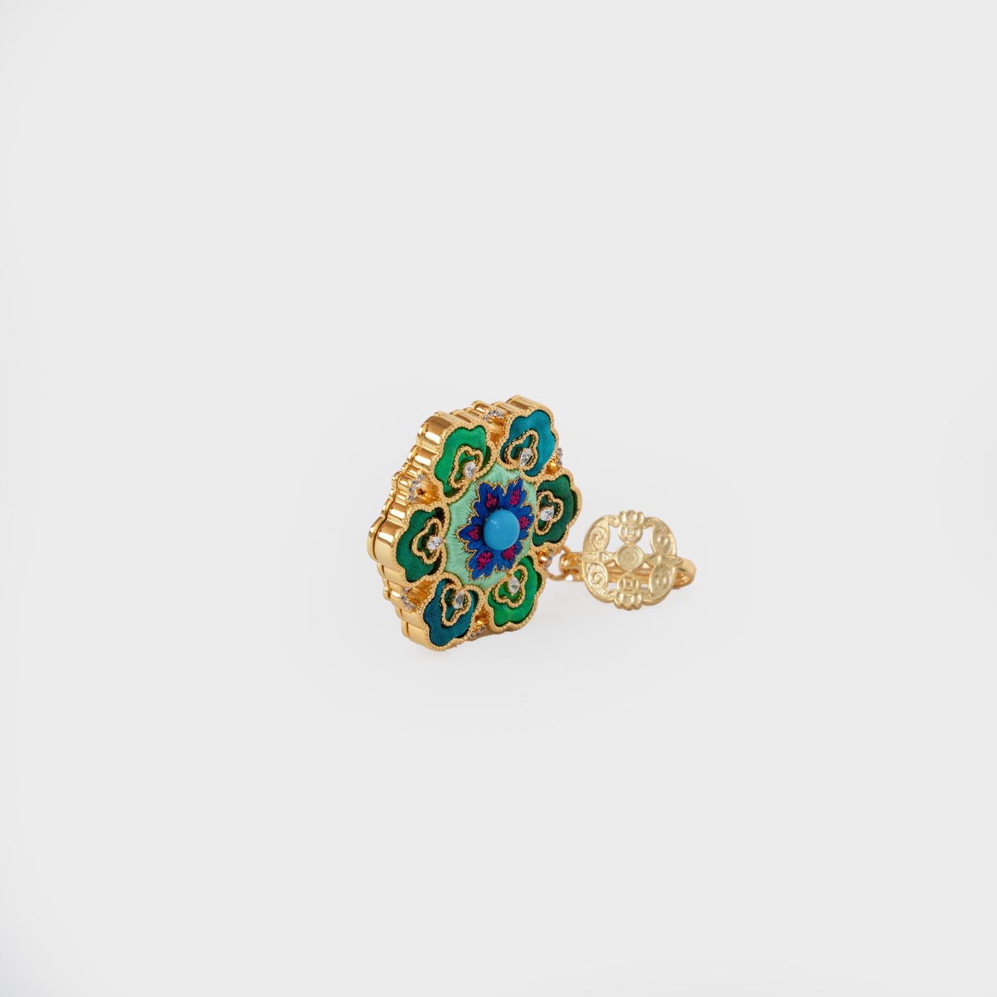 Silk Flower Brooch – Su Embroidery & Frog Button Pendant