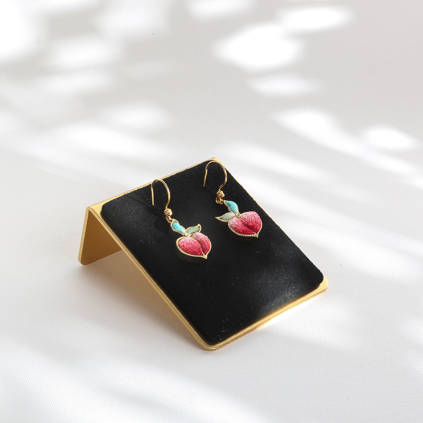 silk peach earrings