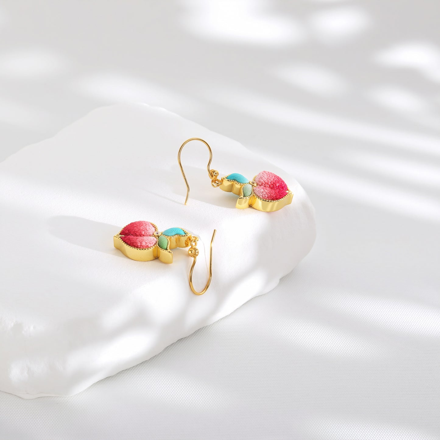 silk peach earrings