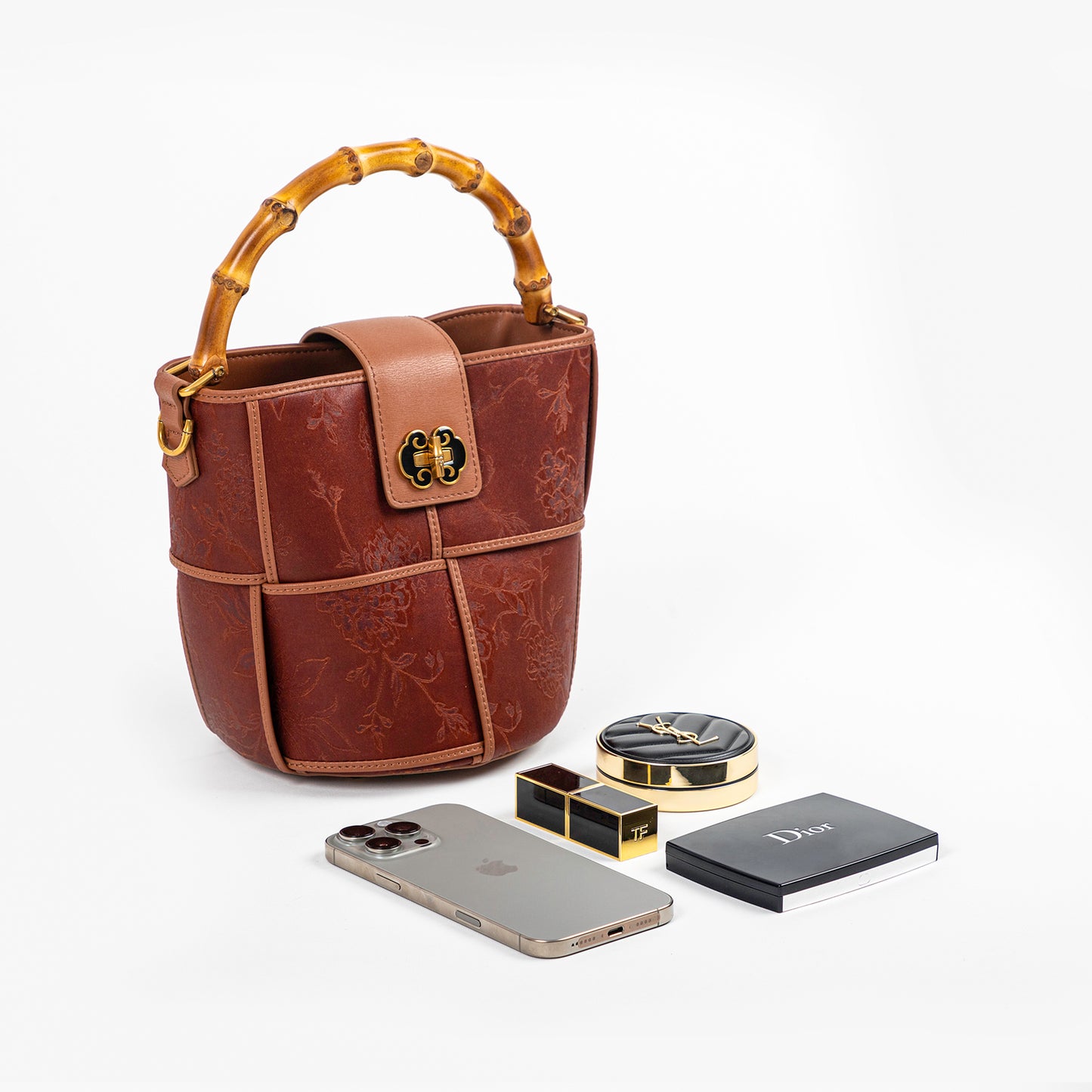 Vntage- Purple- Handbag-Bamboo -Handle