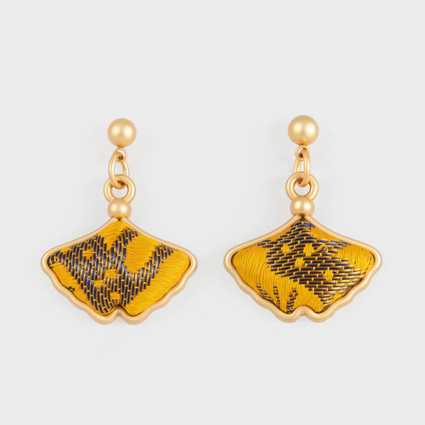 Handmade Maple Leaf Brocade Earrings