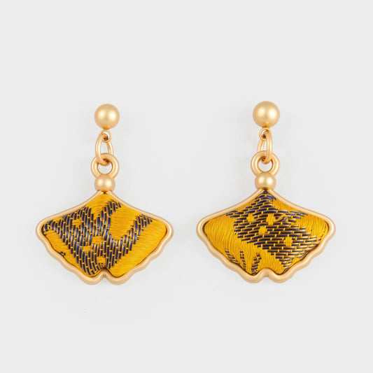 Handmade Maple Leaf Brocade Earrings