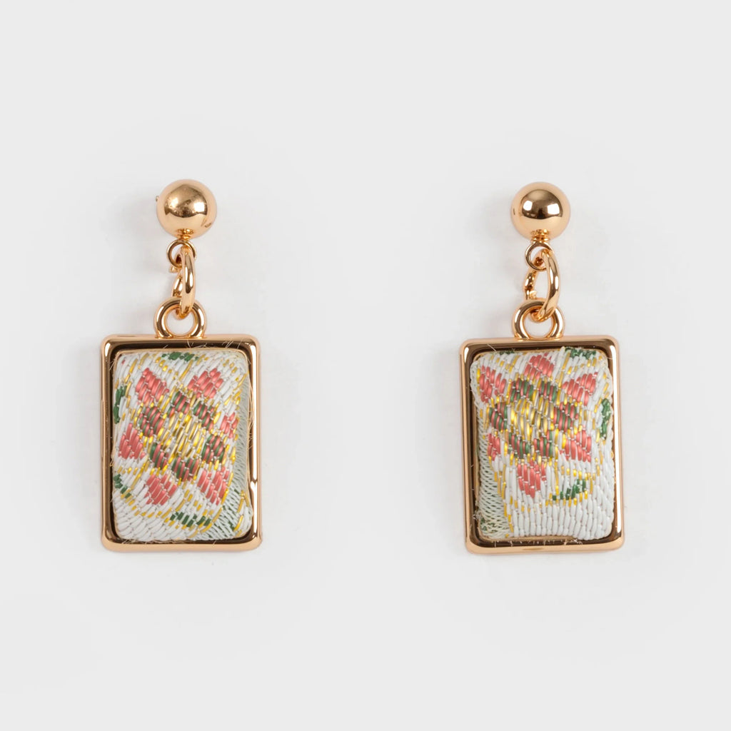 Handmade Rectangle Brocade Earrings