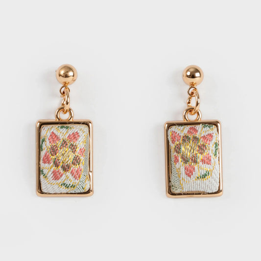 Handmade Rectangle Brocade Earrings
