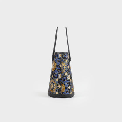 black floral handbag