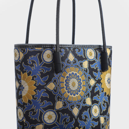 black floral handbag
