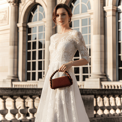 Red Woven Handle Handbag