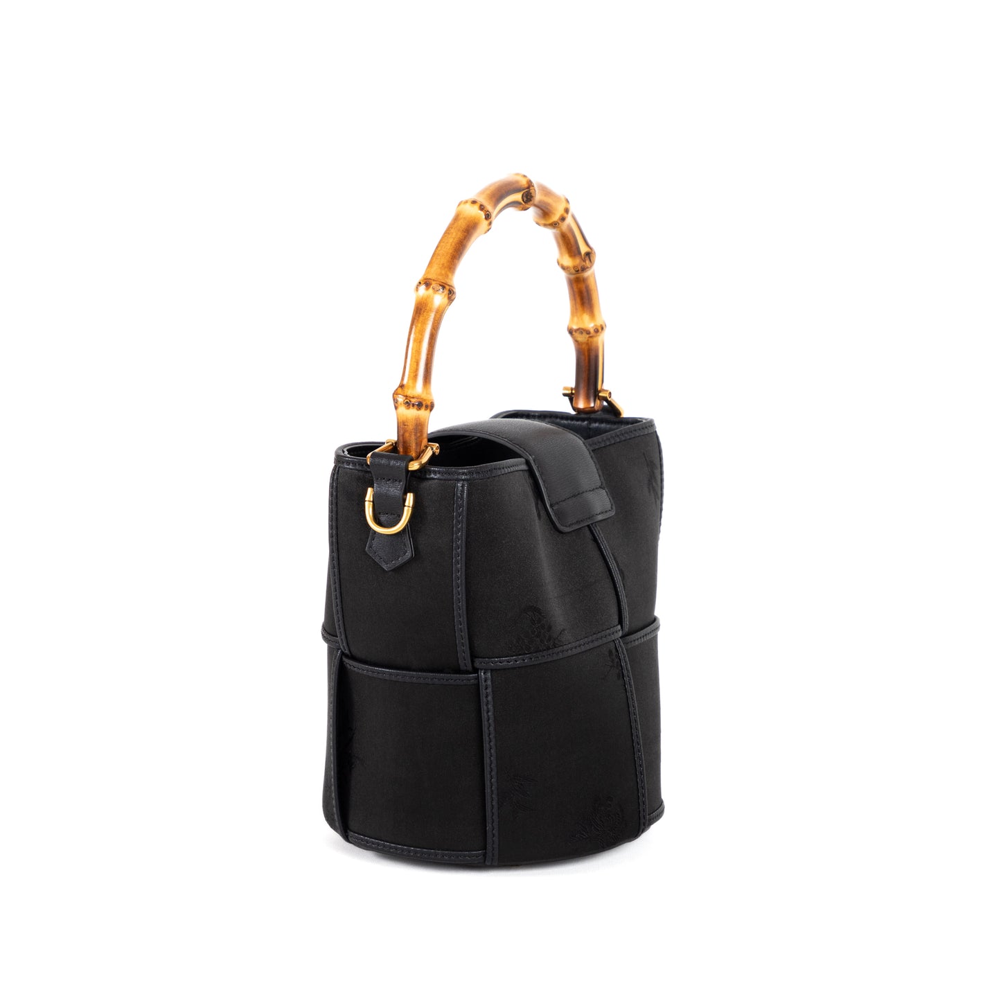 Xiangyunsha Checkered Patchwork Bamboo Handle Purse - Crossbody & Handbag