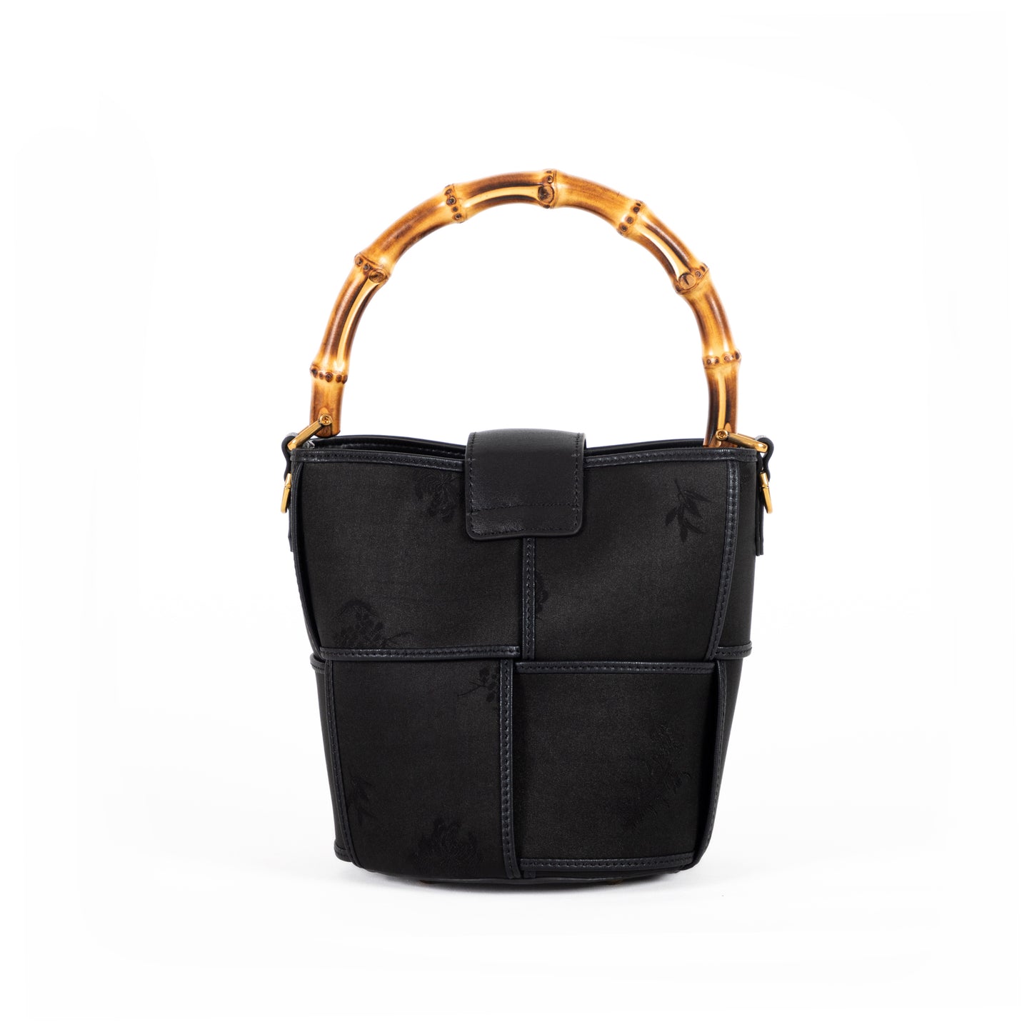 Xiangyunsha Checkered Patchwork Bamboo Handle Purse - Crossbody & Handbag