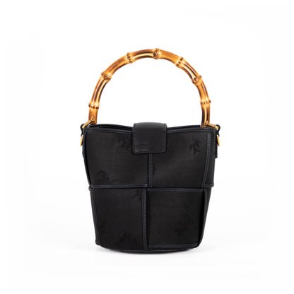 Xiangyunsha Checkered Patchwork Bamboo Handle Purse - Crossbody & Handbag