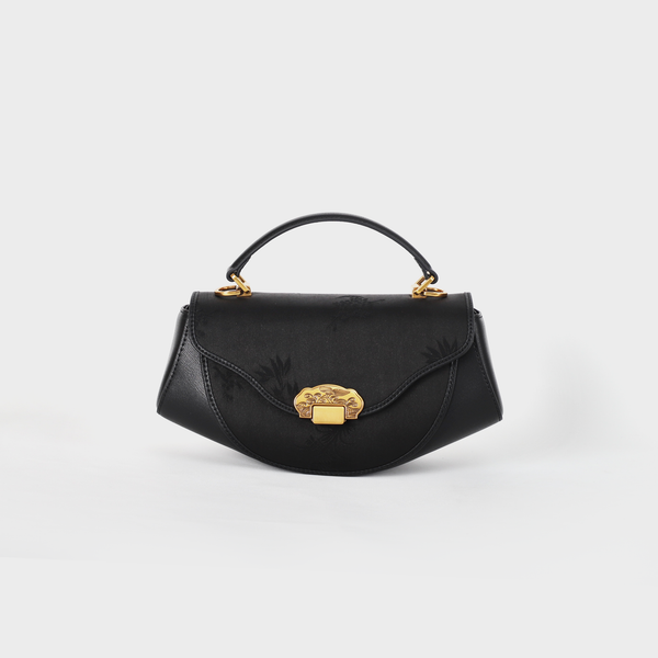 black silk handbag
