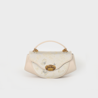 Song Brocade White Handbag