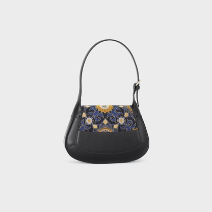 black floral handbag