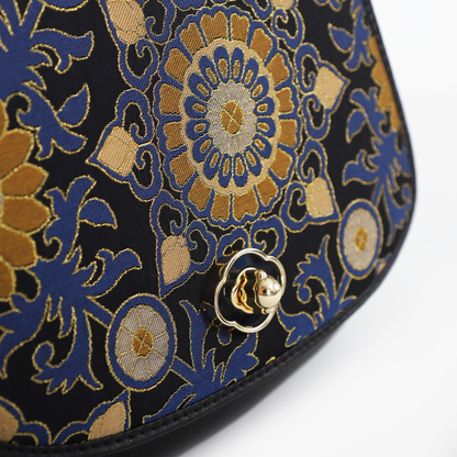 black floral handbag