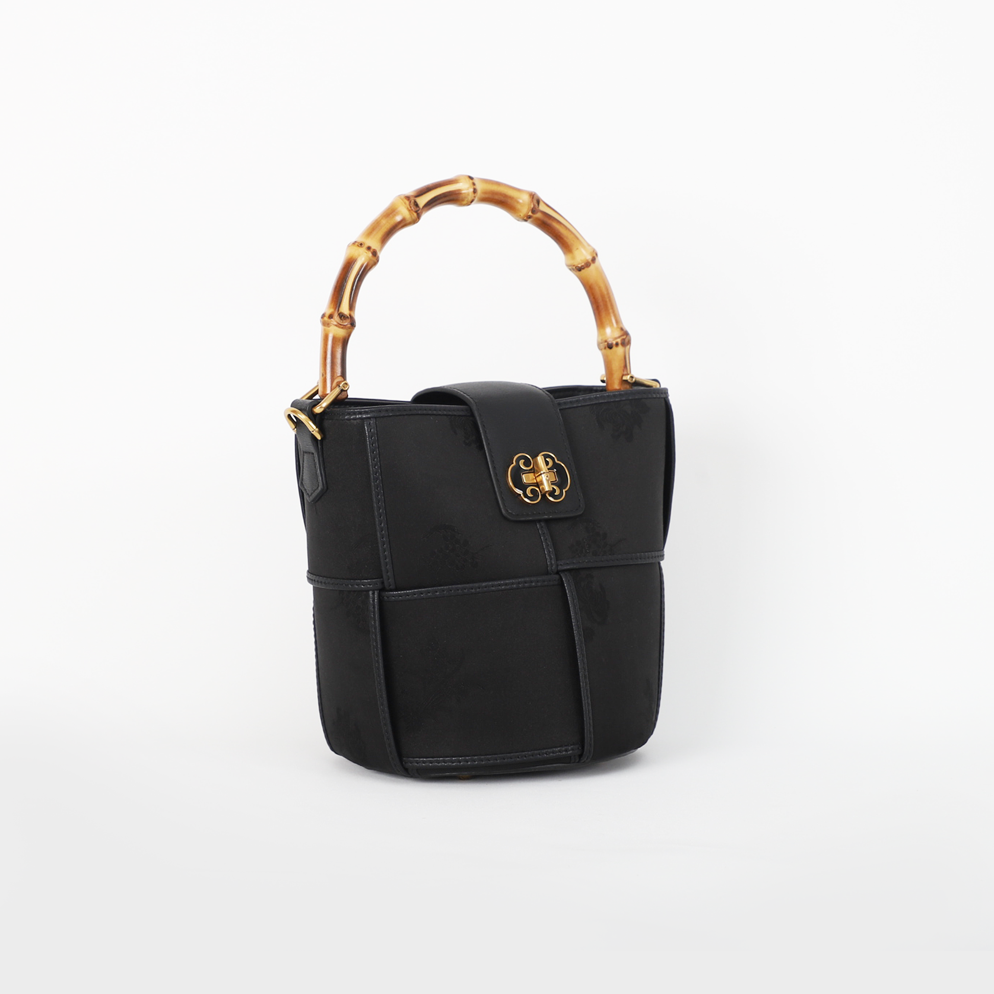 black bamboo handle bag