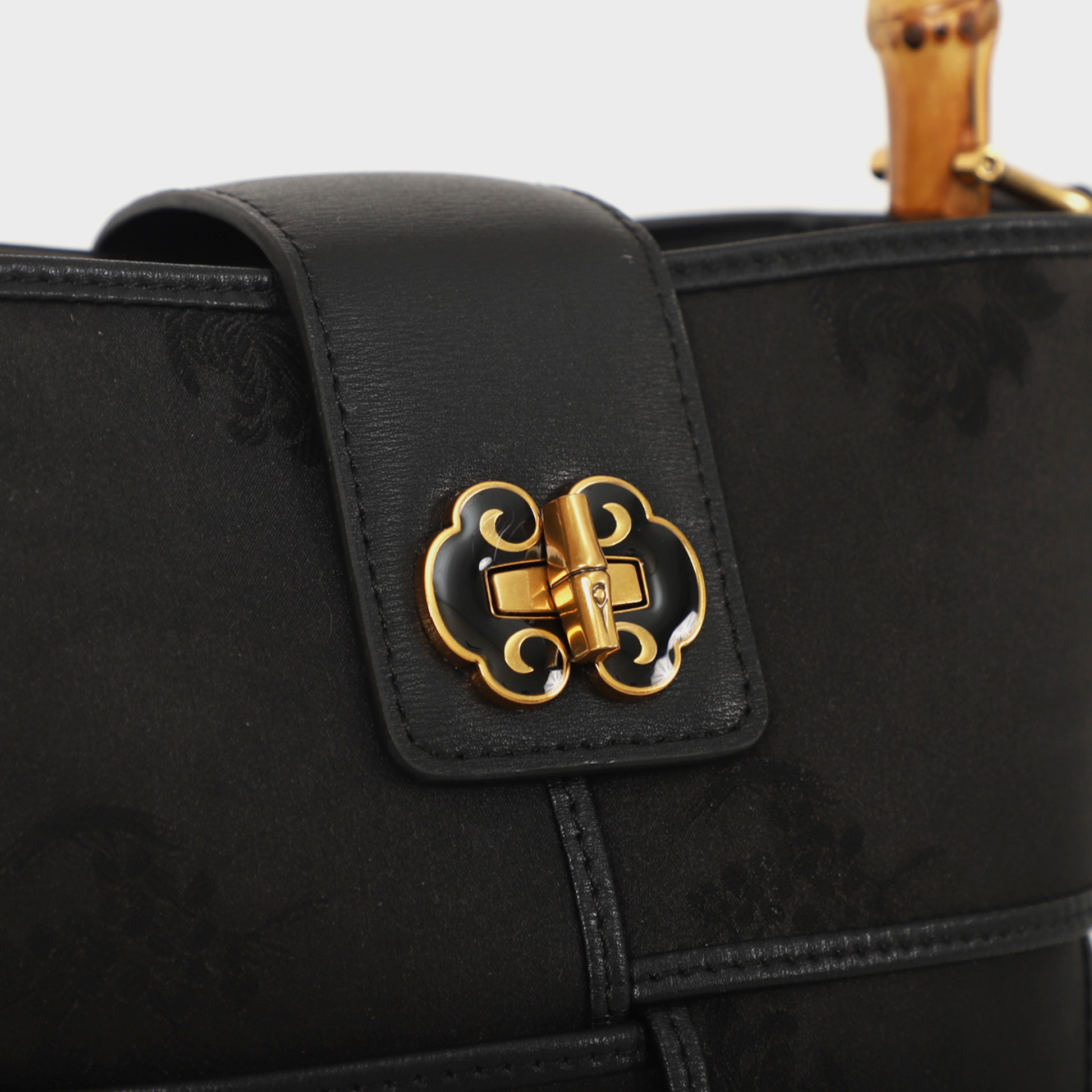 black bamboo handle bag