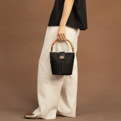 black bamboo handle bag