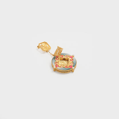 Oriental Brooch with Kesi Silk & Frog Button