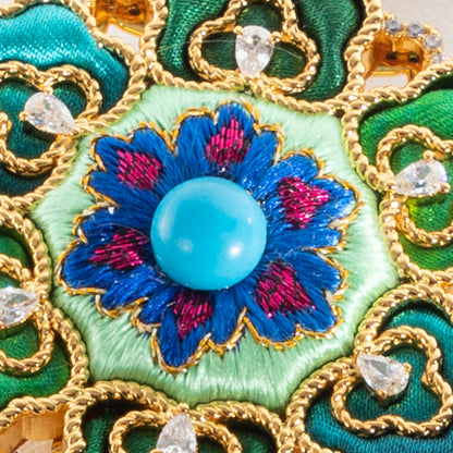 Silk Flower Brooch – Su Embroidery & Frog Button Pendant